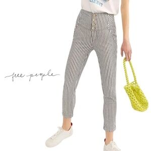 Free People Frankie High Waist Blue White Striped Skinny Pants - Size 4